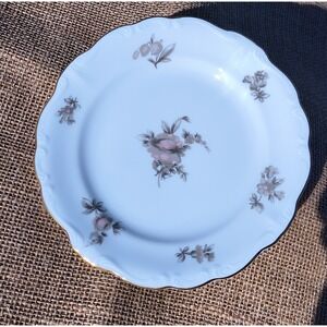 Johann Haviland Sepia Rose 6" Bread Side Plate Bavaria Germany Gold Rim Vintage